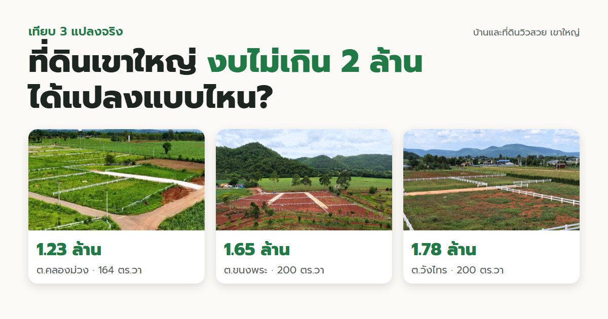 ที่ดินเขาใหญ่ งบไม่เกิน 2 ล้าน ได้แปลงแบบไหน? เทียบ 3 แปลงจริง