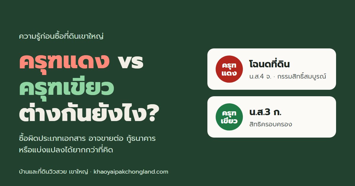 ครุฑแดง vs ครุฑเขียว ต่างกันยังไง? รู้ก่อนซื้อที่ดินเขาใหญ่